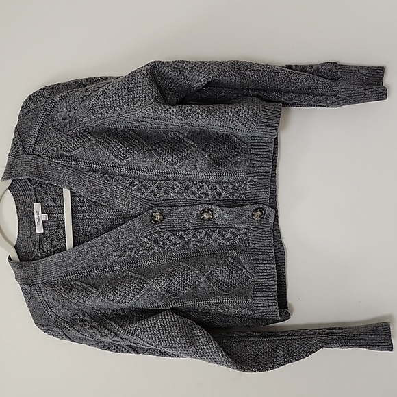 Madewell Women’s Knit Crop Gray Cardigan Sweater, Medium, Sparkle size Medium - Picture 6 of 16